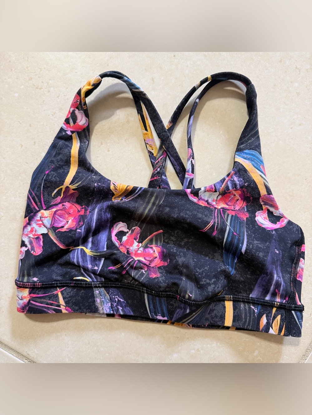 Lululemon Energy Sports Bra - Vailed Floral Black Sz 4
